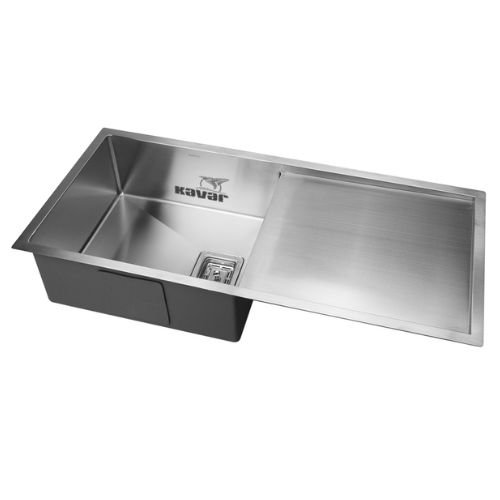 Double Bowl with L-Shaped Drainboard Handmade Sink